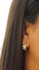 Boucles d'oreilles créoles en or blanc,Topaze bleue et diamants - Castafiore