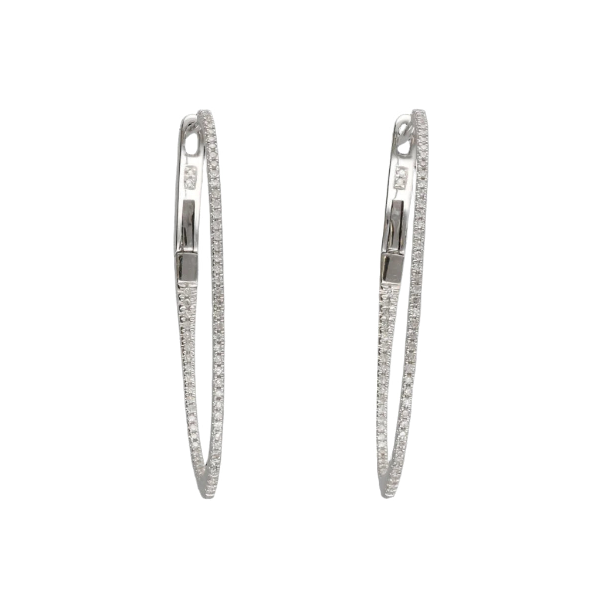 Boucles d'oreilles Créoles en Or gris 18k Diamants brillants 0,29 Cts G - VS. - Castafiore