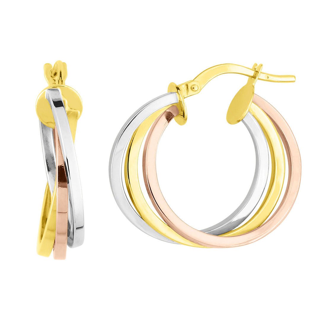 Boucles d'oreilles Créoles en or jaune, blanc et rose - Castafiore