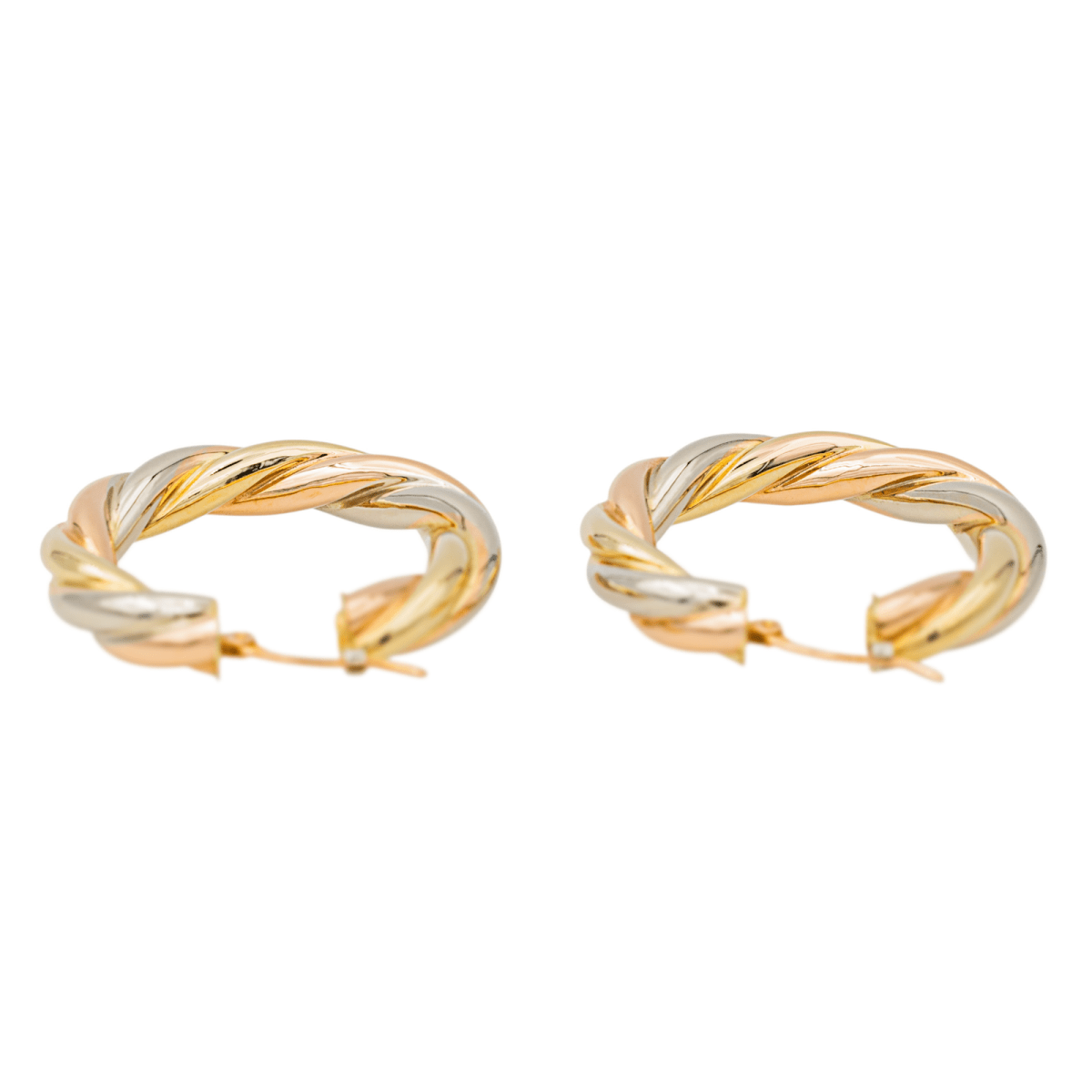 Boucles d'oreilles Créoles en or jaune, blanc et rose - Castafiore