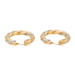 Boucles d'oreilles Créoles en or jaune, blanc et rose - Castafiore