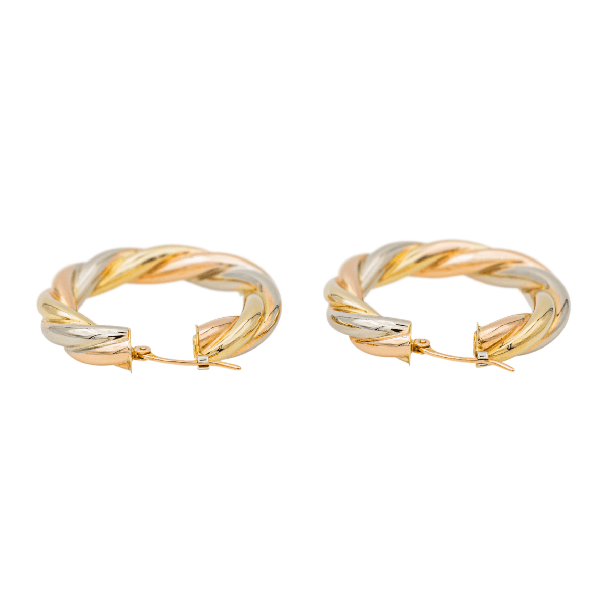 Boucles d'oreilles Créoles en or jaune, blanc et rose - Castafiore