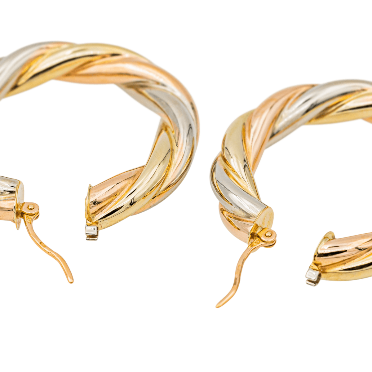 Boucles d'oreilles Créoles en or jaune, blanc et rose - Castafiore