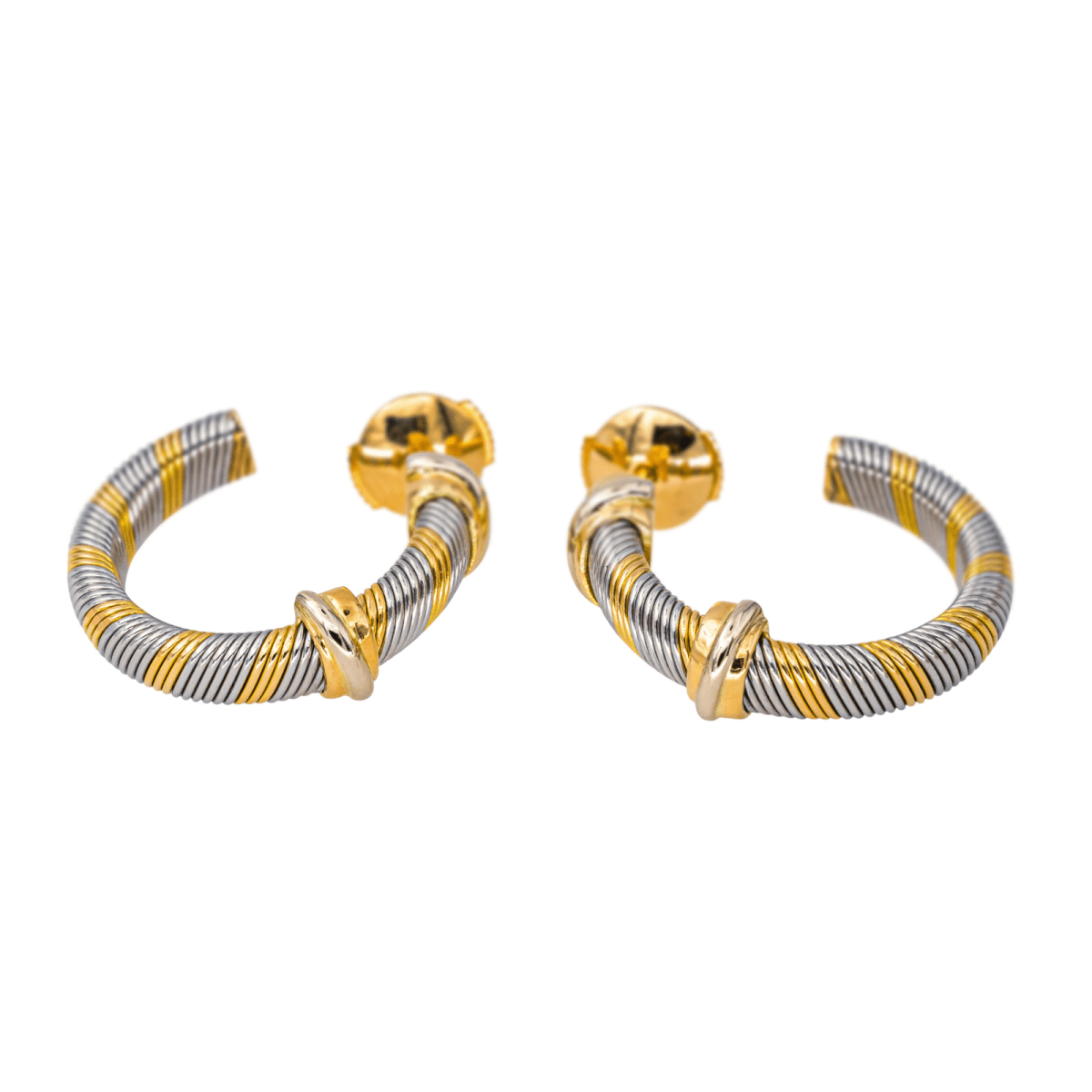 Boucles d'oreilles Créoles en or jaune et acier - Castafiore