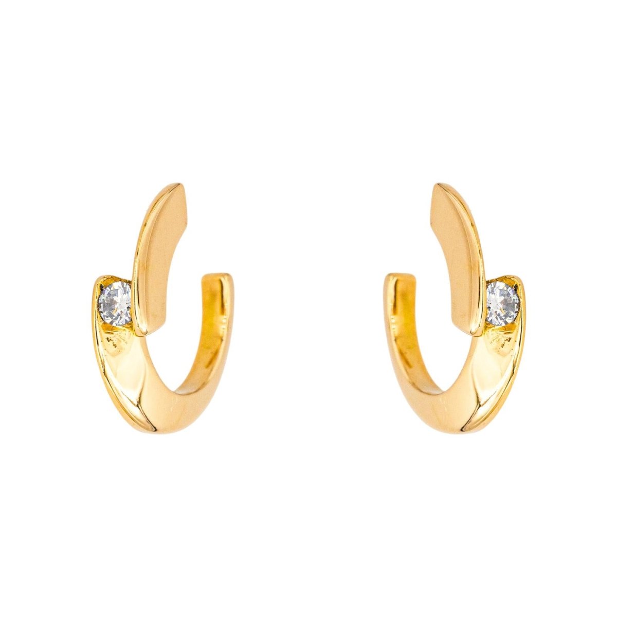 Boucles d'oreilles Créoles en or jaune et diamants - Castafiore