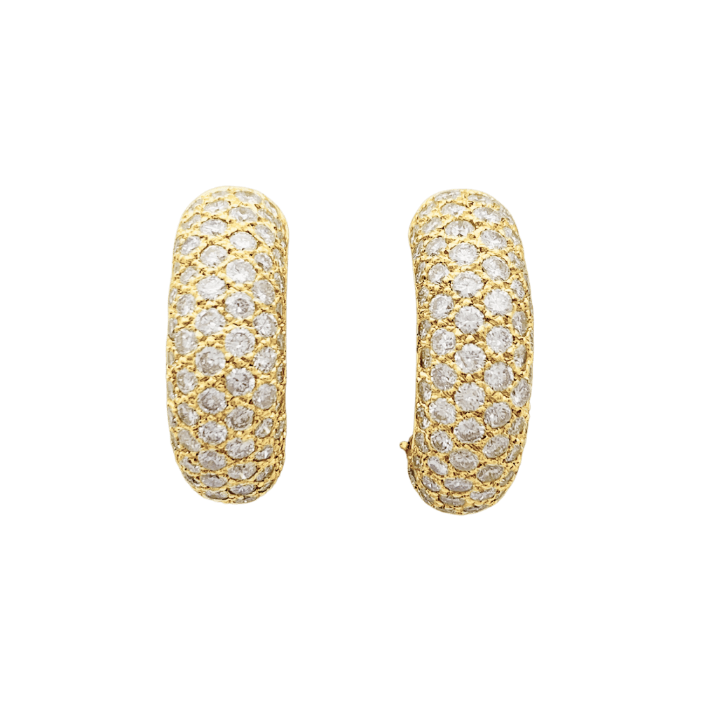 Earrings half-creoles yellow gold and diamonds.