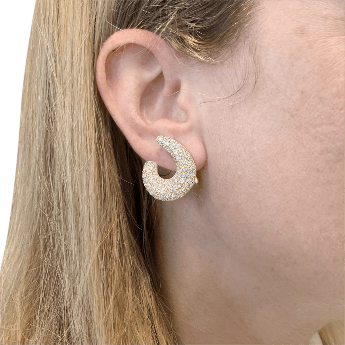 Boucles d'oreilles Créoles en or jaune et diamants - Castafiore