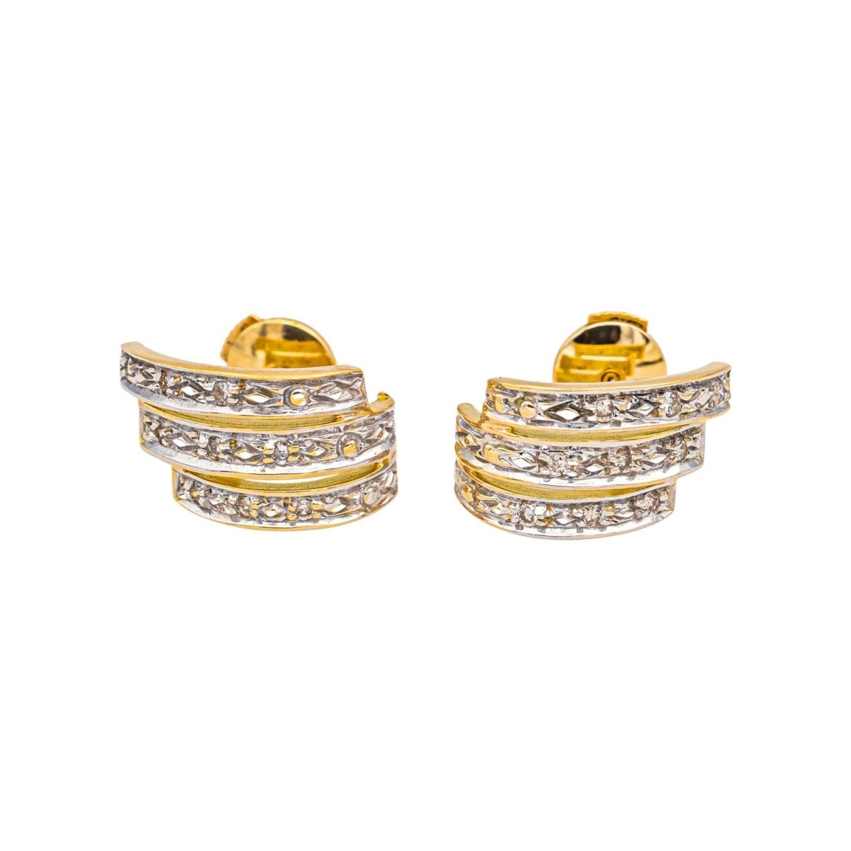 Boucles d'oreilles Créoles en or jaune et diamants - Castafiore