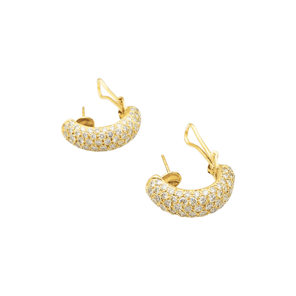 Earrings half-creoles yellow gold and diamonds.