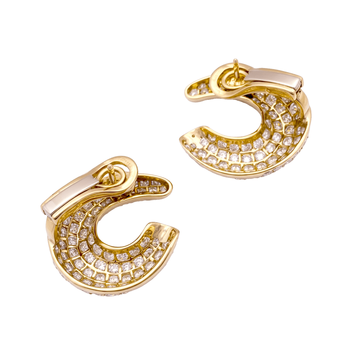 Boucles d'oreilles Créoles en or jaune et diamants - Castafiore