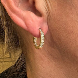 Boucles d'oreilles Créoles en or jaune et diamants - Castafiore