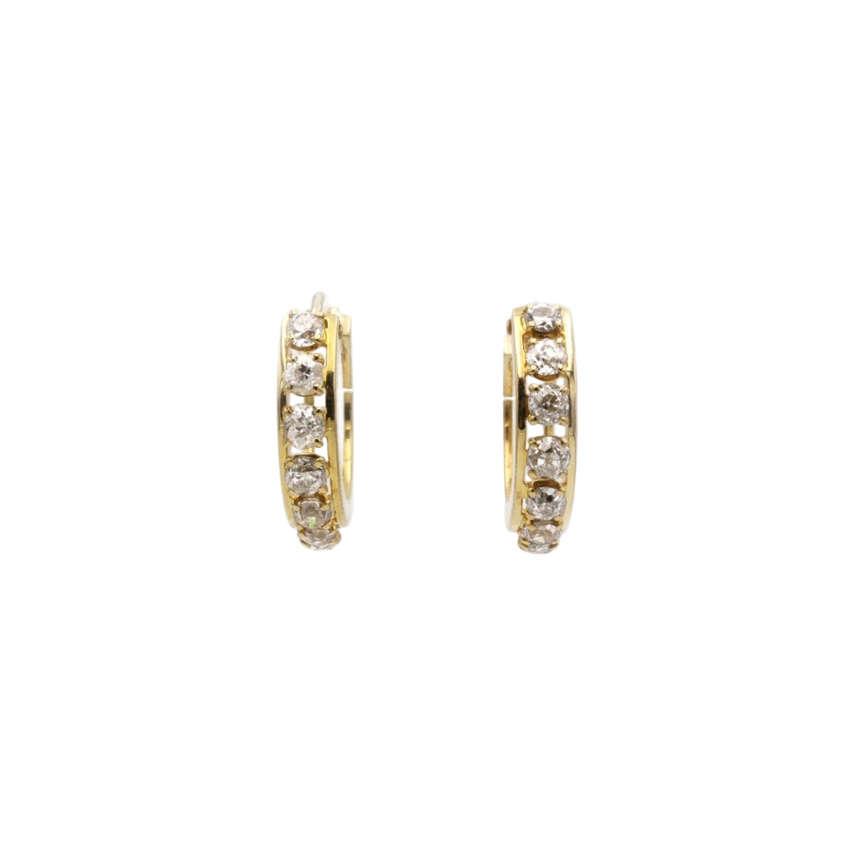 Boucles d'oreilles CREOLES en or jaune et diamants - Castafiore