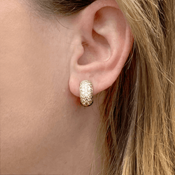 Pair of creoles yellow gold, diamonds.
