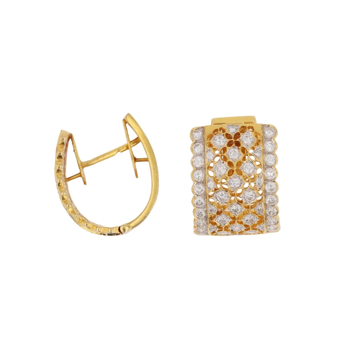 Boucles d'oreilles Créoles en or jaune et diamants - Castafiore