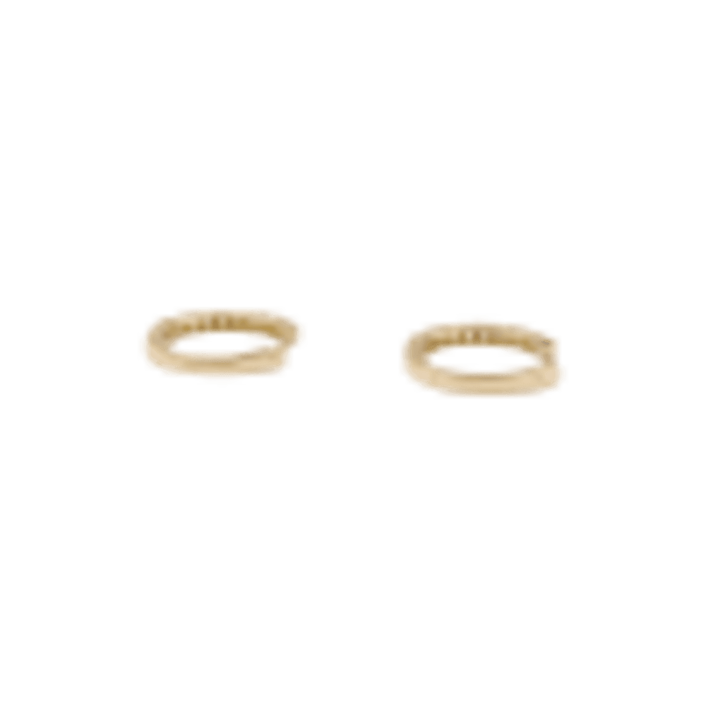 Pair of small creoles in yellow gold, diamonds.