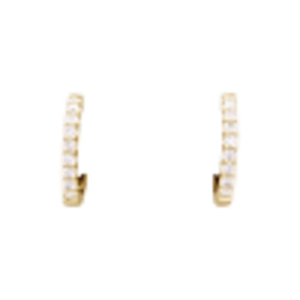Pair of small creoles in yellow gold, diamonds.