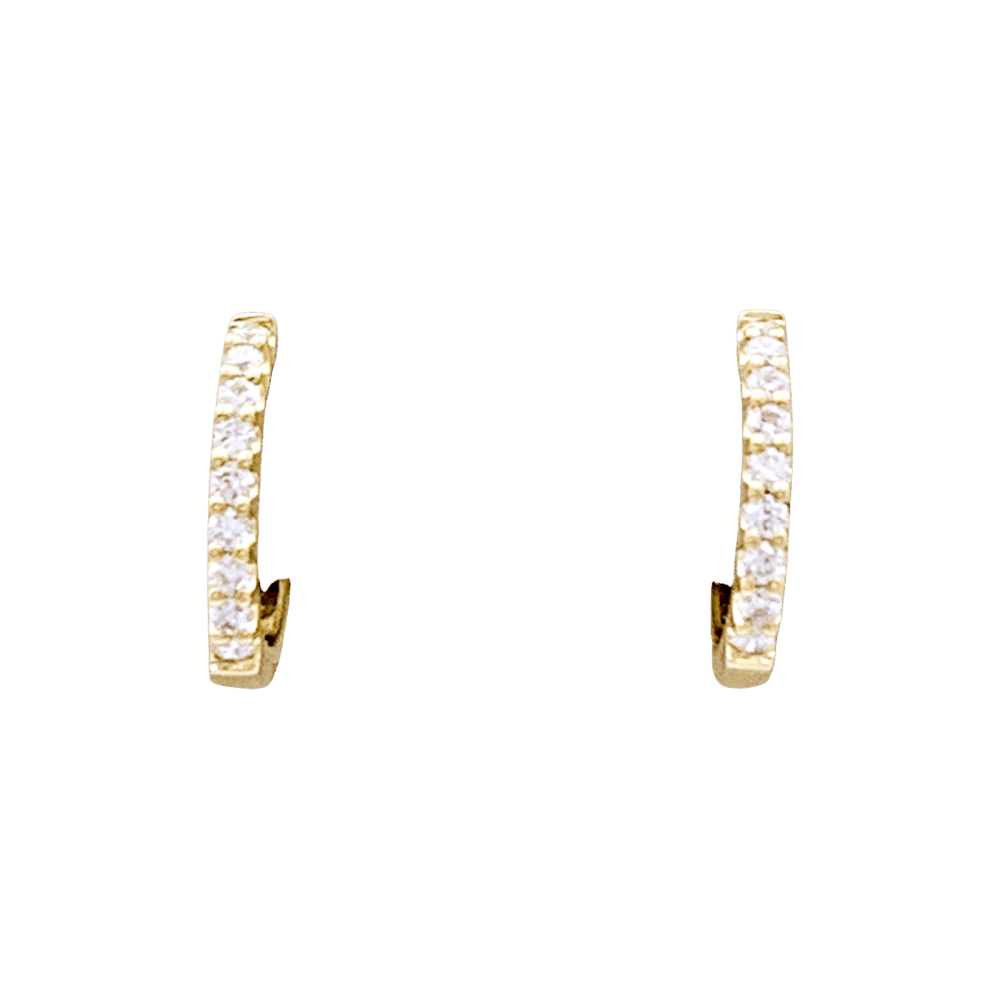 Pair of small creoles in yellow gold, diamonds.