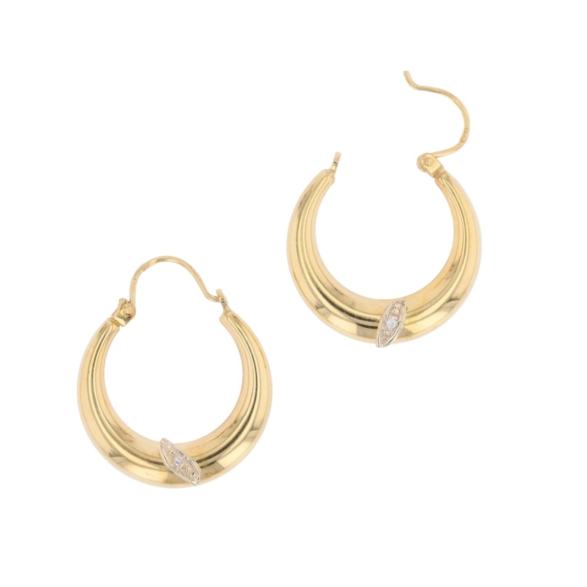 Earrings creoles yellow gold diamonds