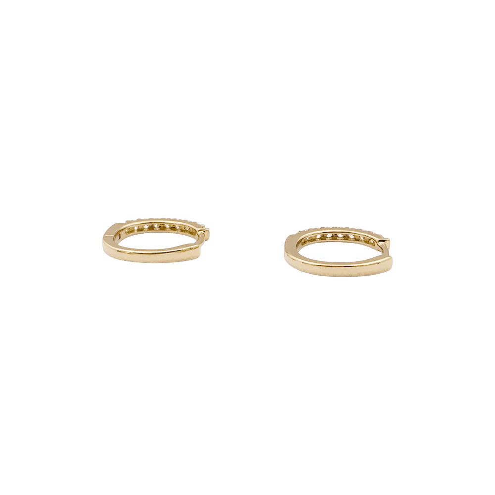 Pair of small creoles in yellow gold, diamonds.