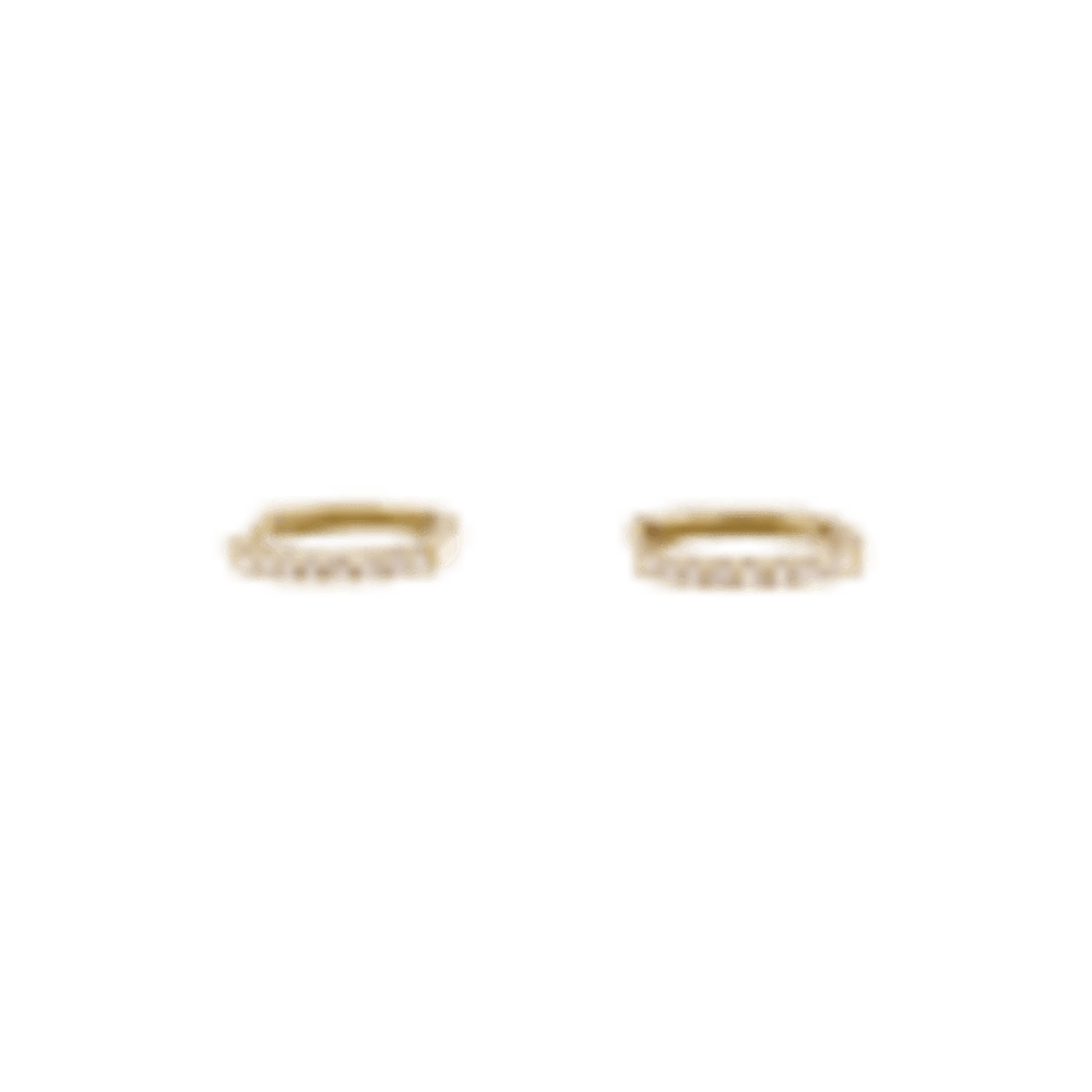 Pair of small creoles in yellow gold, diamonds.
