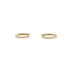Pair of small creoles in yellow gold, diamonds.