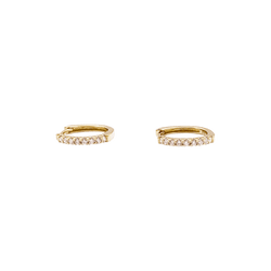 Pair of small creoles in yellow gold, diamonds.
