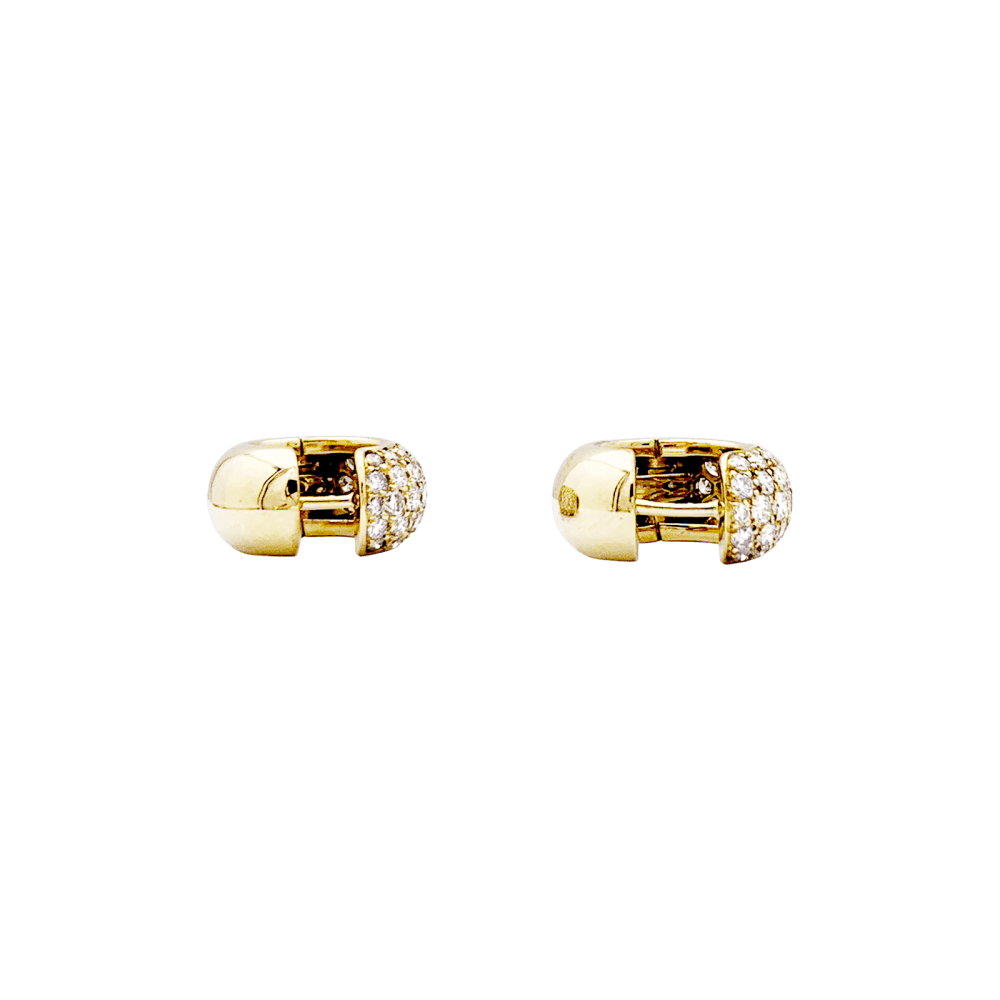 Pair of creoles yellow gold, diamonds.