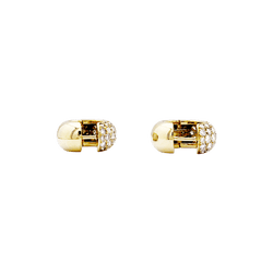 Pair of creoles yellow gold, diamonds.
