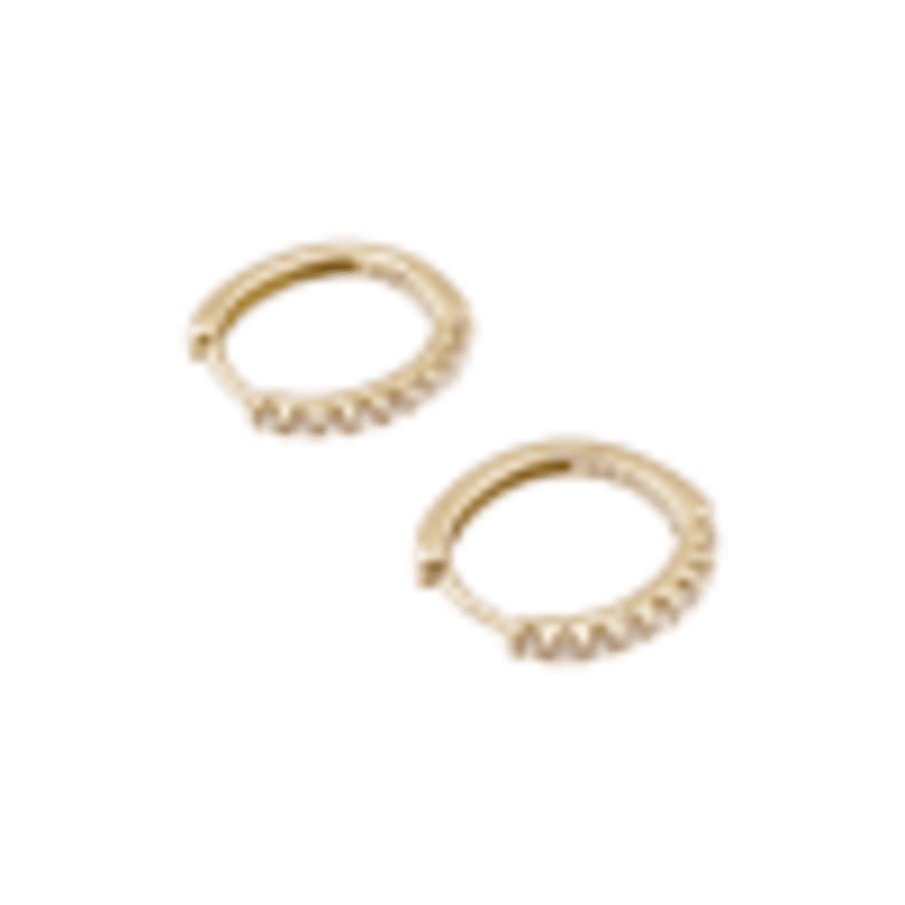 Pair of small creoles in yellow gold, diamonds.