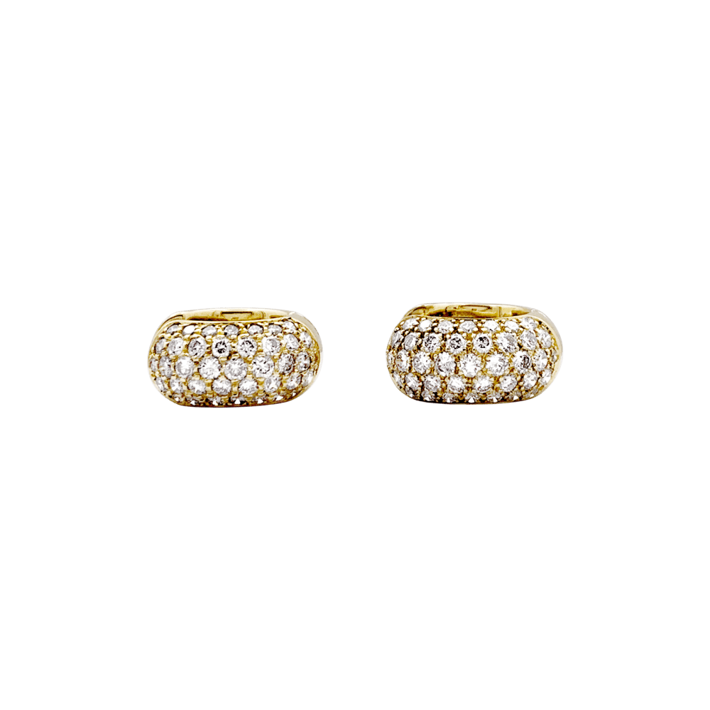 Pair of creoles yellow gold, diamonds.