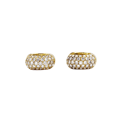 Pair of creoles yellow gold, diamonds.