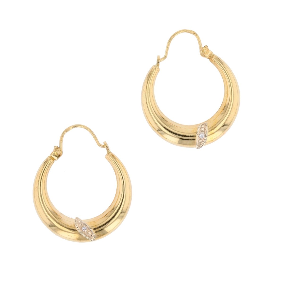 Earrings creoles yellow gold diamonds