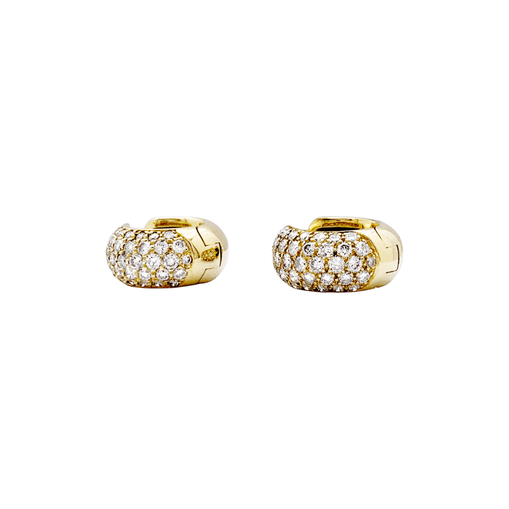 Pair of creoles yellow gold, diamonds.
