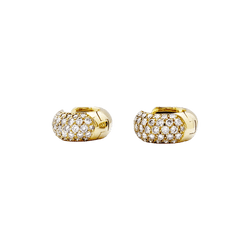 Pair of creoles yellow gold, diamonds.