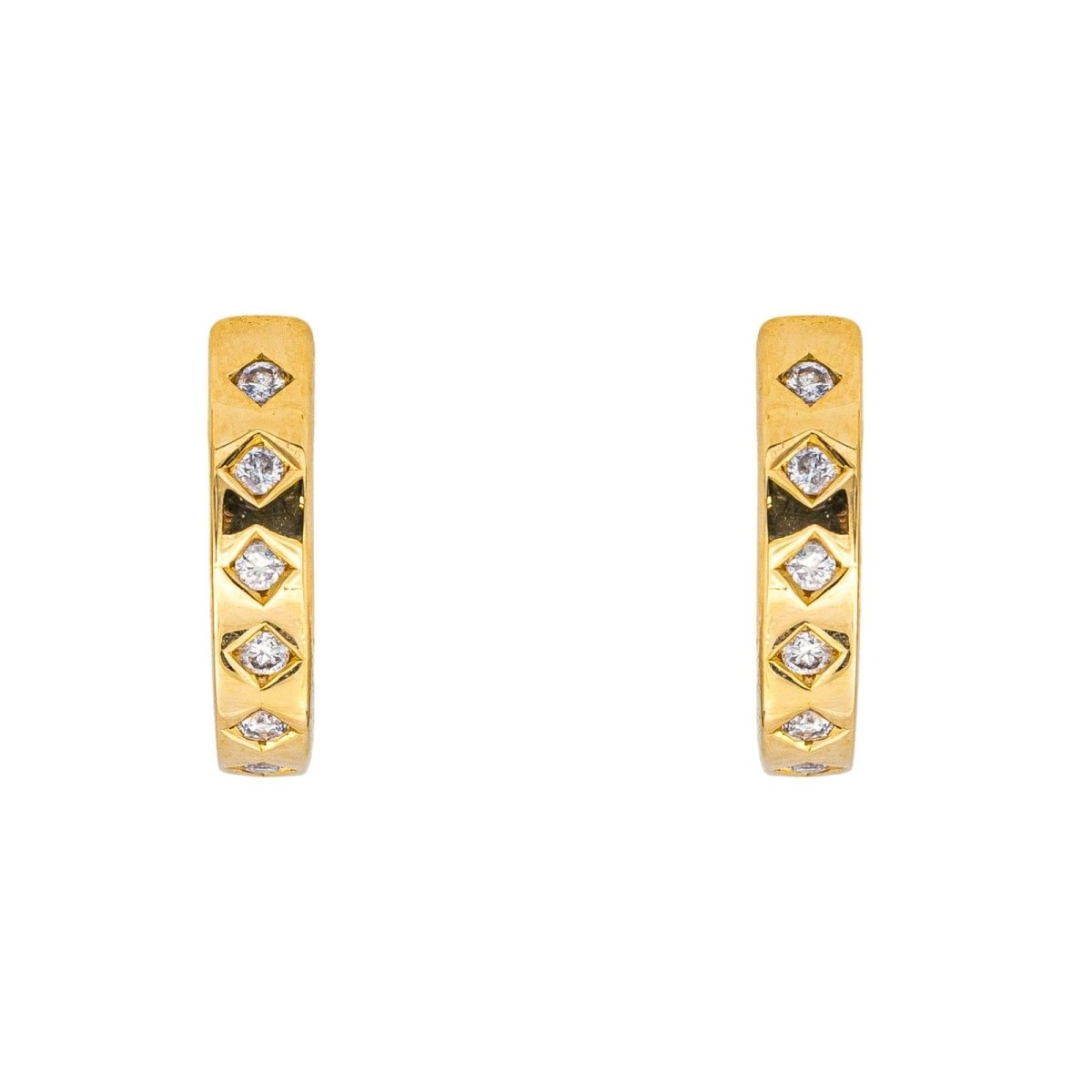 Boucles d'oreilles Créoles en or jaune et diamants - Castafiore