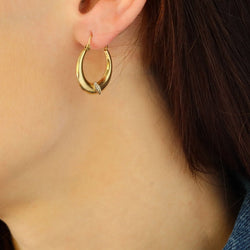 Earrings creoles yellow gold diamonds