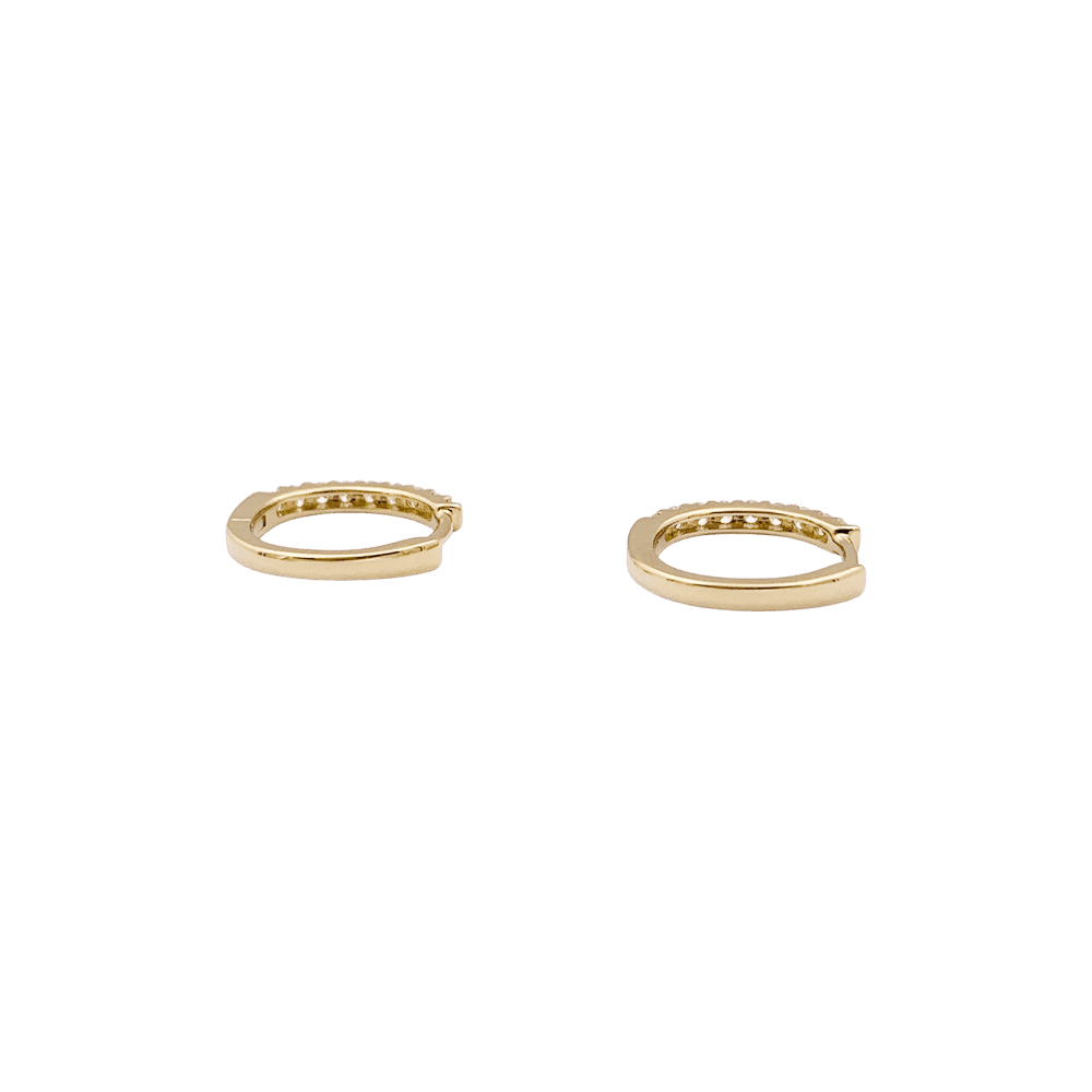 Pair of small creoles in yellow gold, diamonds.