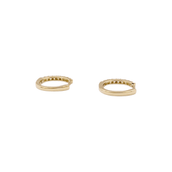 Pair of small creoles in yellow gold, diamonds.