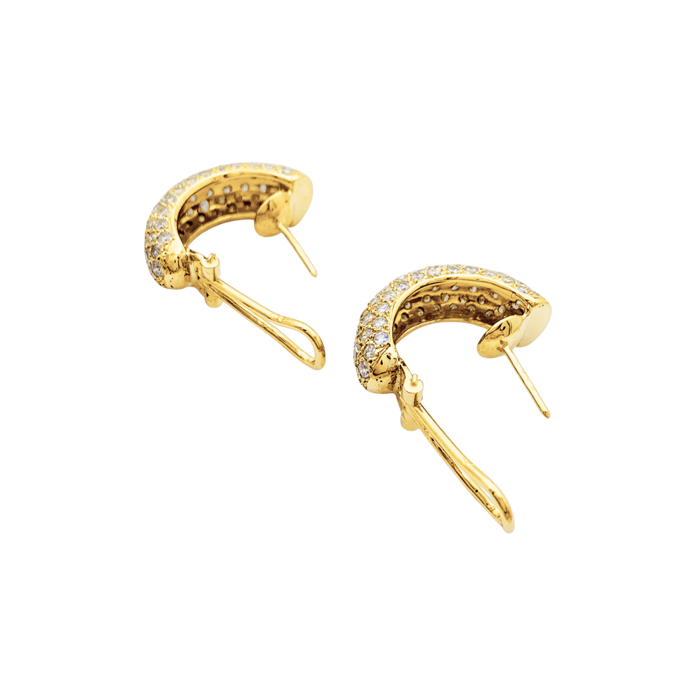 Earrings half-creoles yellow gold and diamonds.