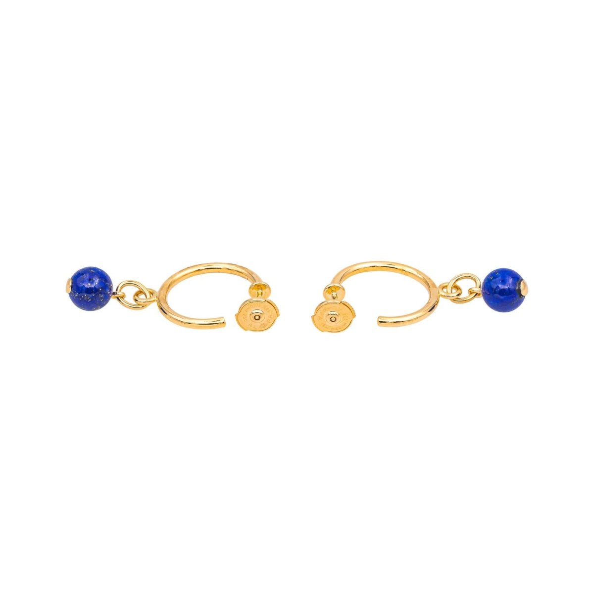 Boucles d'oreilles Créoles en or jaune et lapis - lazuli - Castafiore