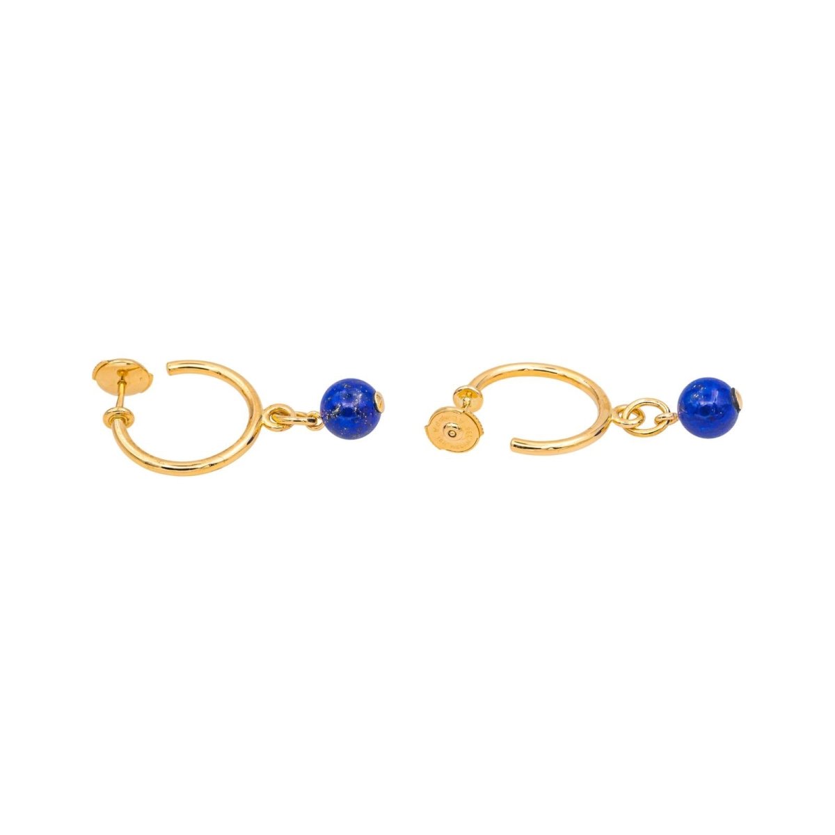 Boucles d'oreilles Créoles en or jaune et lapis - lazuli - Castafiore