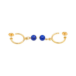 Boucles d'oreilles Créoles en or jaune et lapis - lazuli - Castafiore