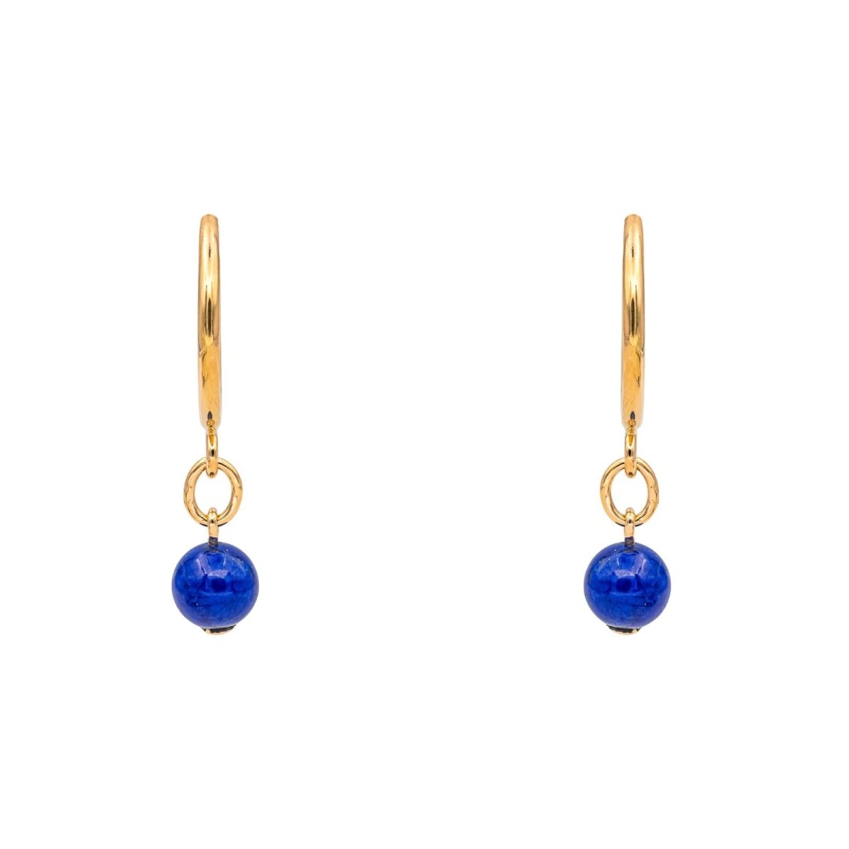 Boucles d'oreilles Créoles en or jaune et lapis - lazuli - Castafiore