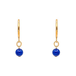 Boucles d'oreilles Créoles en or jaune et lapis - lazuli - Castafiore