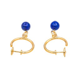 Boucles d'oreilles Créoles en or jaune et lapis - lazuli - Castafiore