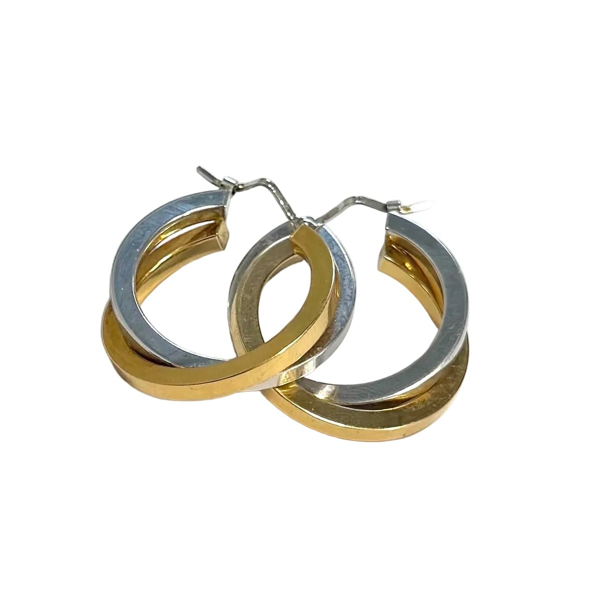 Boucles d'oreilles Créoles en or jaune et or blanc - Castafiore