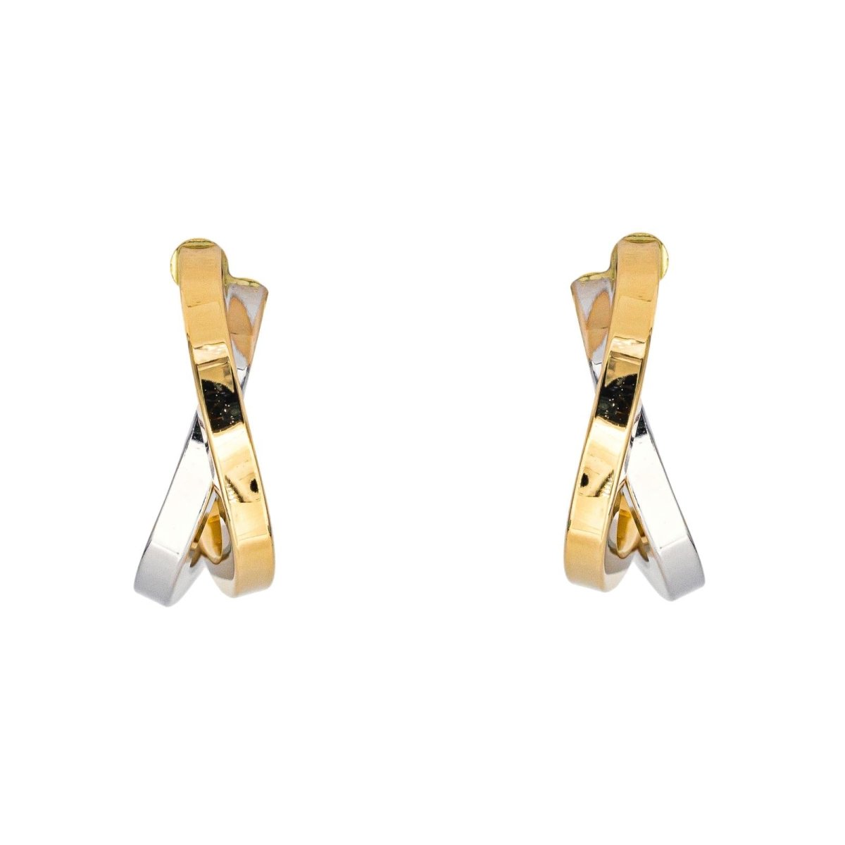 Boucles d'oreilles Créoles en or jaune et or blanc - Castafiore