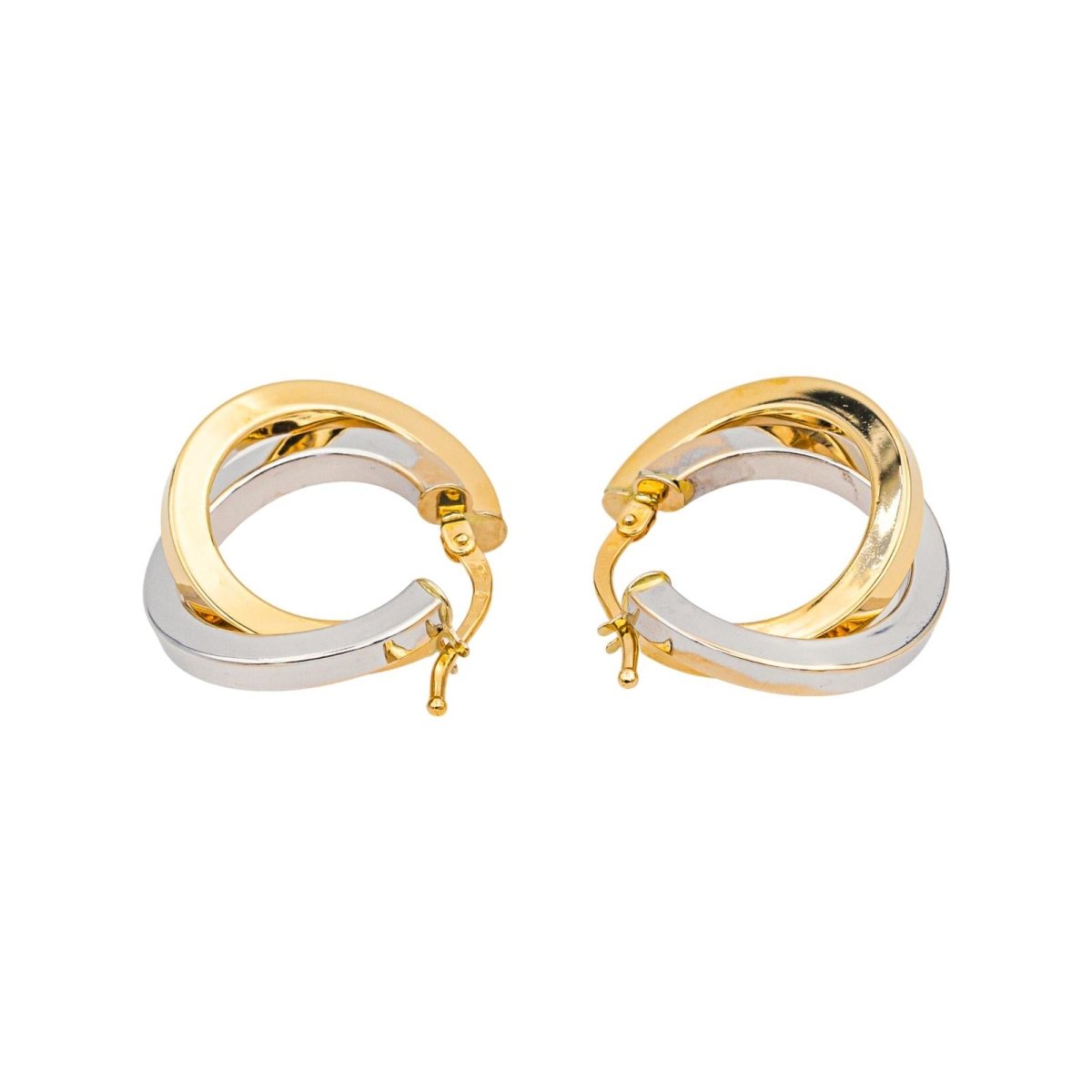 Boucles d'oreilles Créoles en or jaune et or blanc - Castafiore