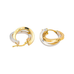 Boucles d'oreilles Créoles en or jaune et or blanc - Castafiore