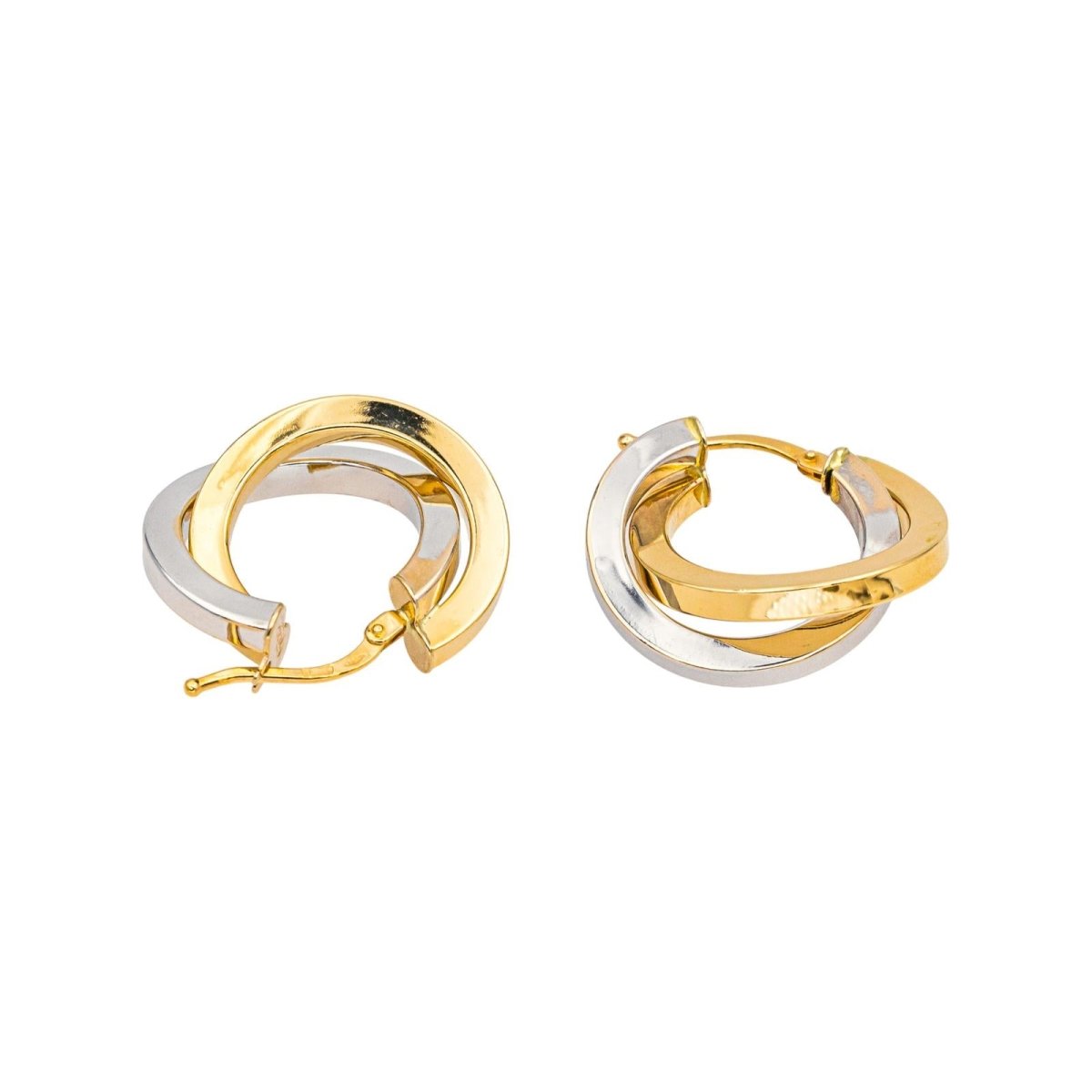 Boucles d'oreilles Créoles en or jaune et or blanc - Castafiore